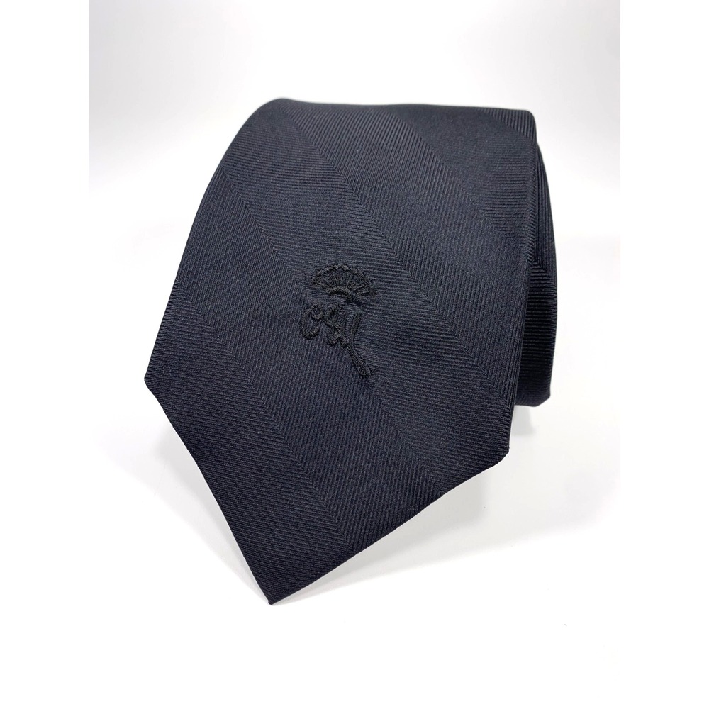 VTG Countess Mara Luxury Mens Tie Black Diagonal Repp Pattern Crown Logo Classic